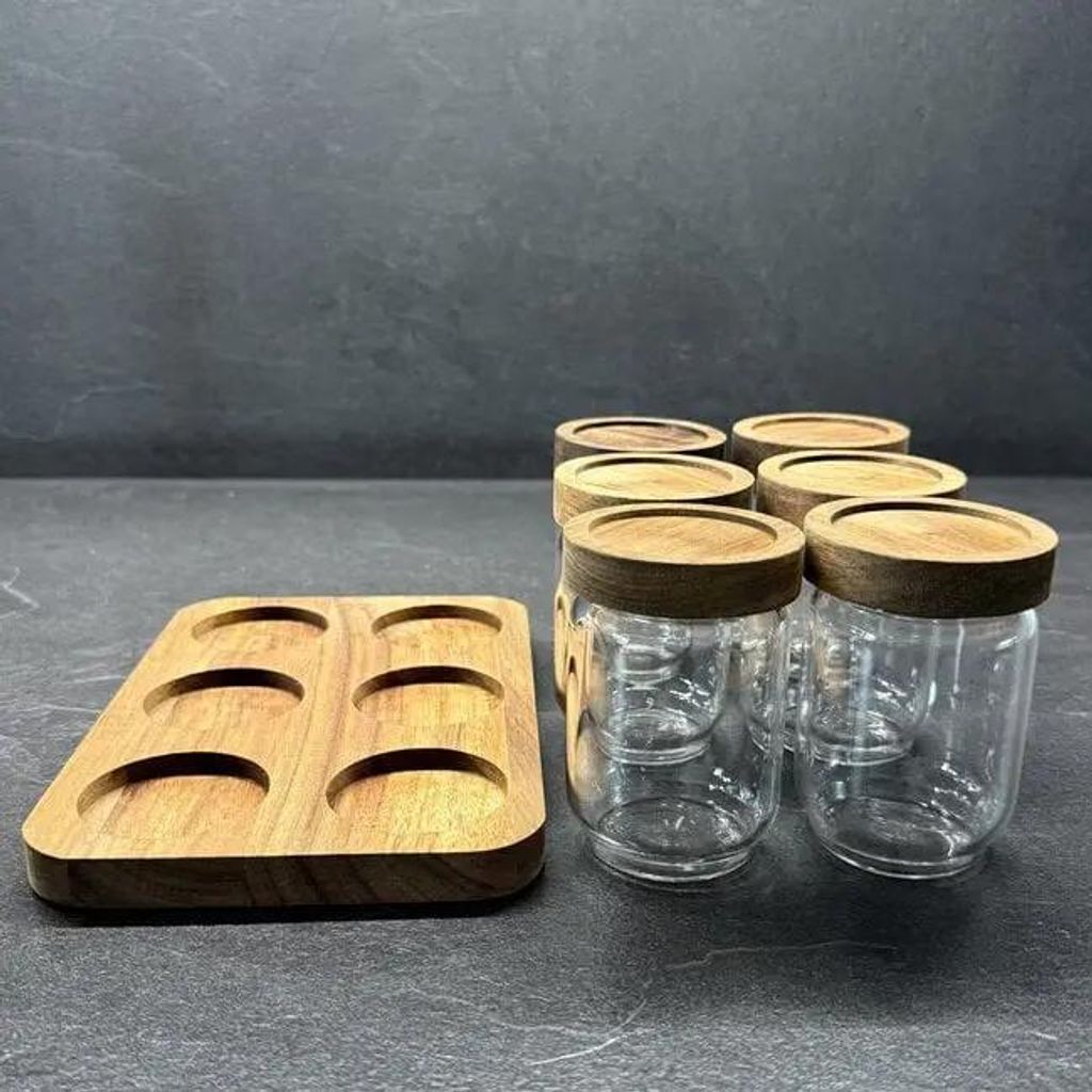 Bavary - Kräutertopf - 7-teilig - Bambusdeckel - Transparentes Glas - Nachhaltig