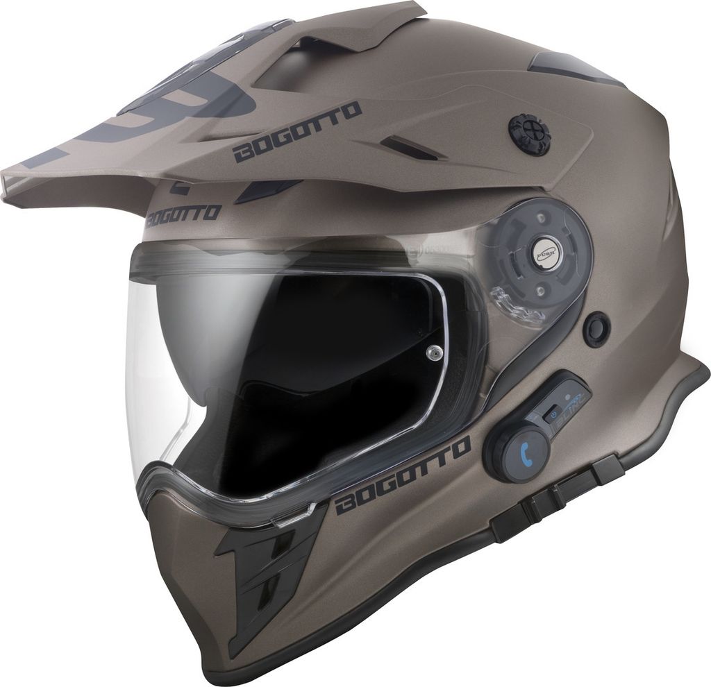 Bogotto H331 BT Bluetooth Enduro Helm, braun matt, XS