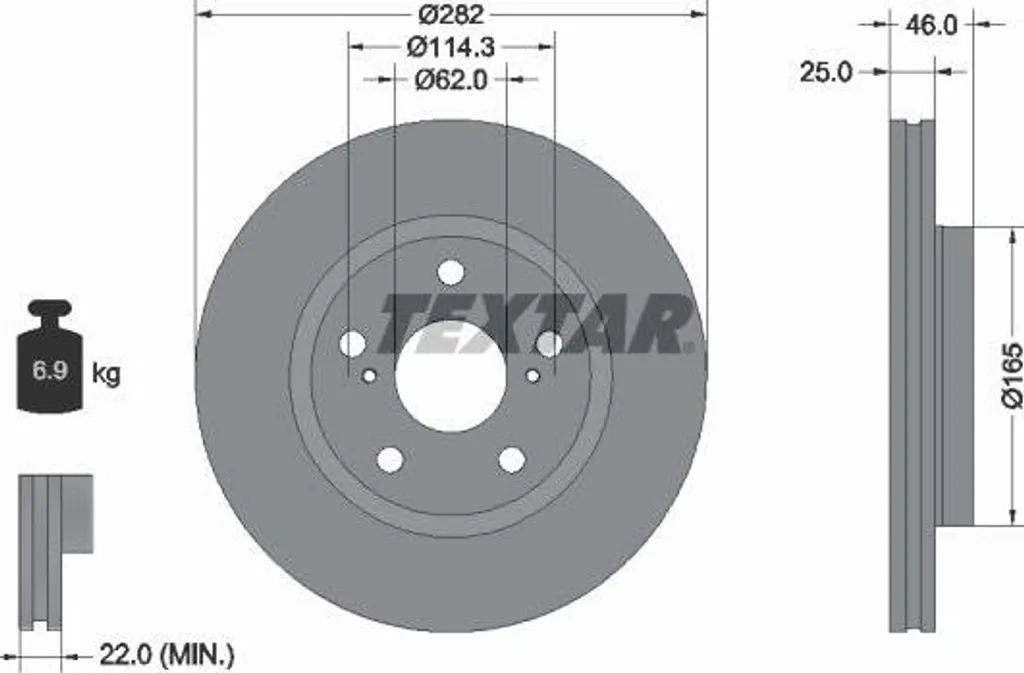 Disque de frein TEXTAR 92341103 OE T435120239 pour Toyota Corolla