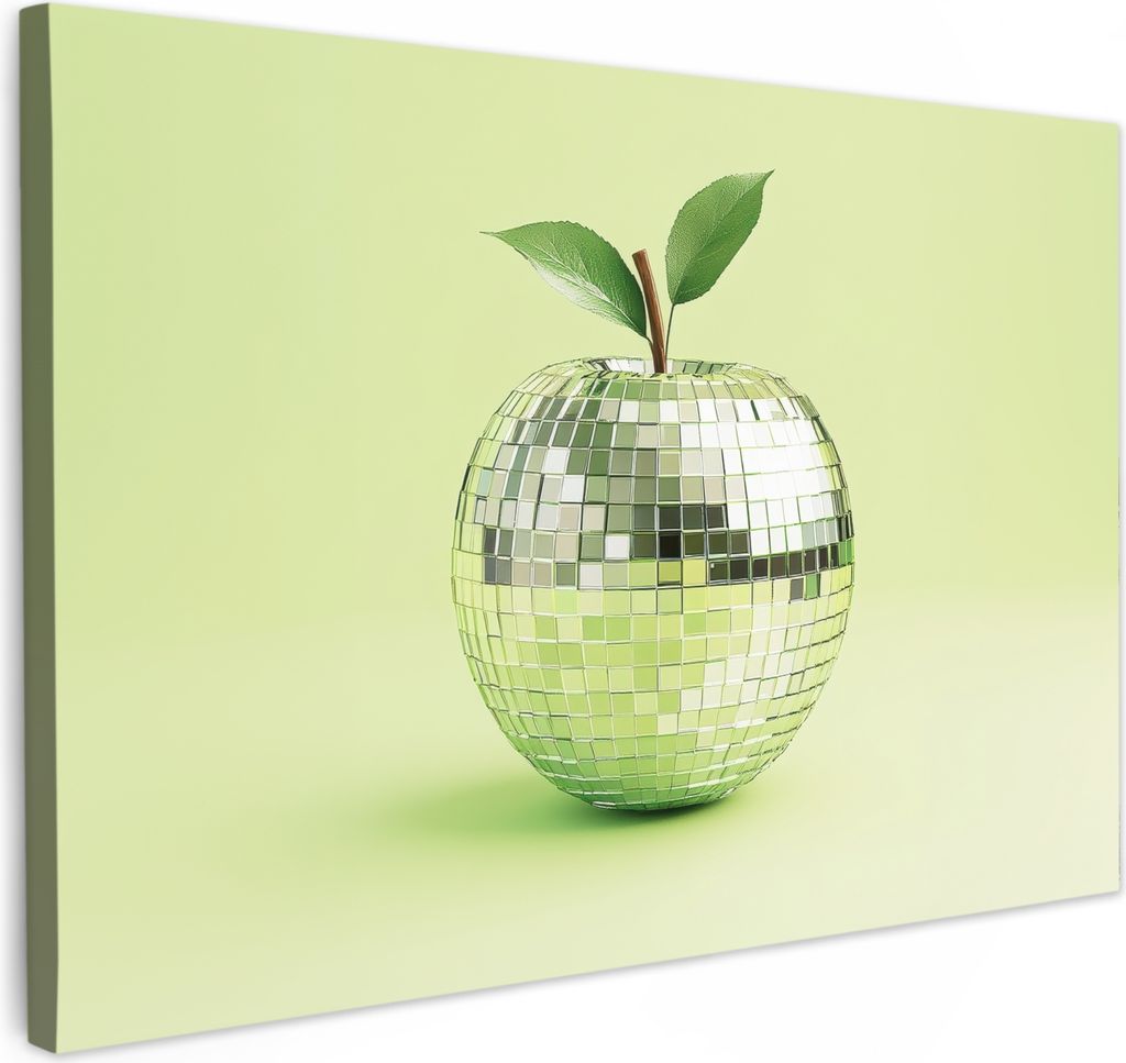 Leinwand Bilder 30x20 cm - Disco - Apfel - Grün, Wandbilder, Wanddeko Wohnzimmer, Bild
