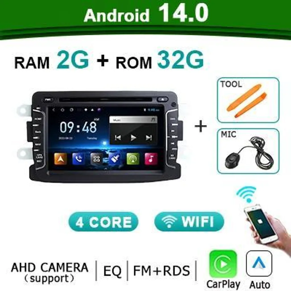 Autoradio Android 2G+32G avec Carplay sans fil modèle CBL-2G32G-CP
