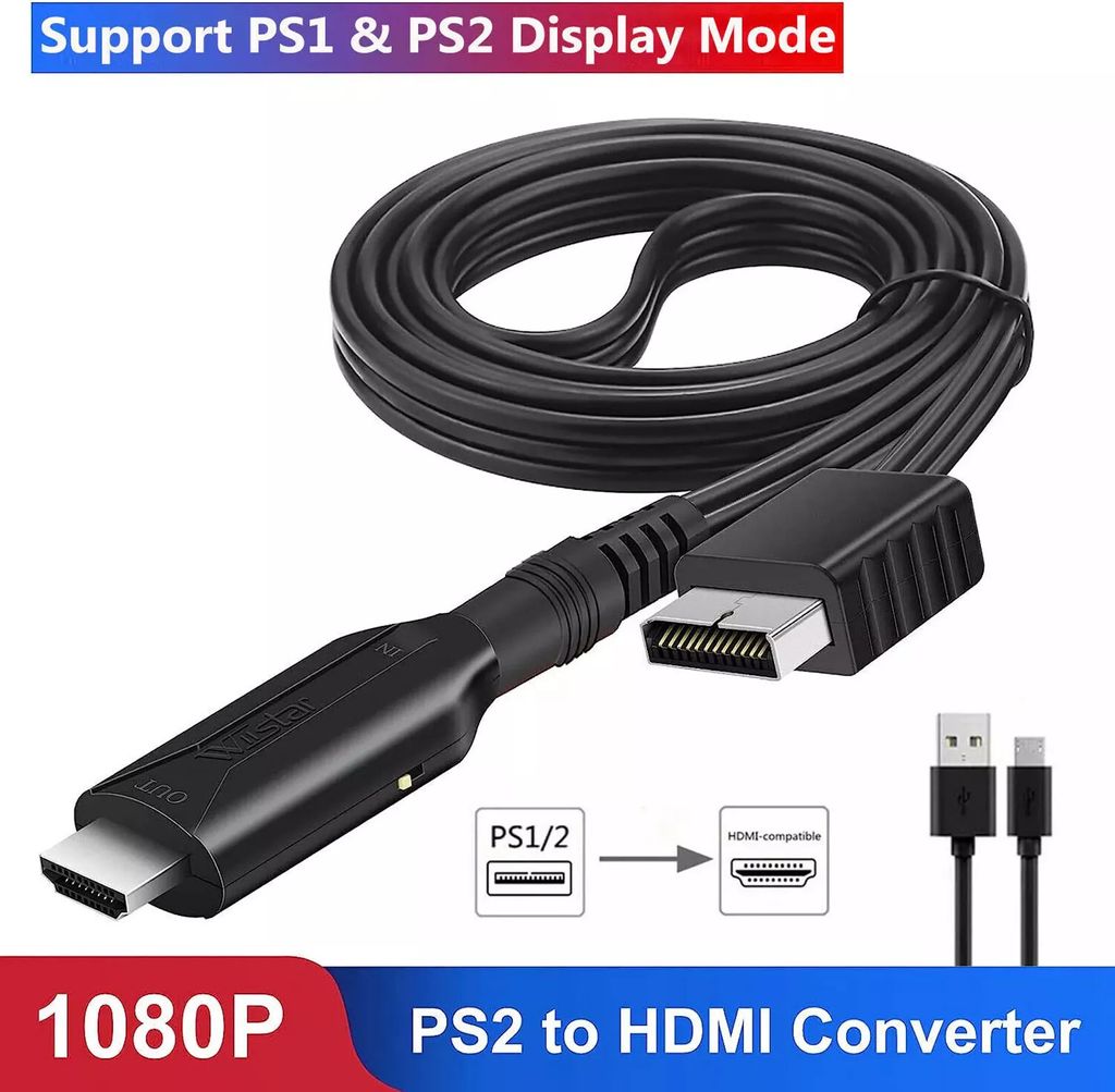 PS2/PS1 zu HDMI Audio Video Konverter Kabel PS2 zu HDMI Kompatibale Adapter 1M