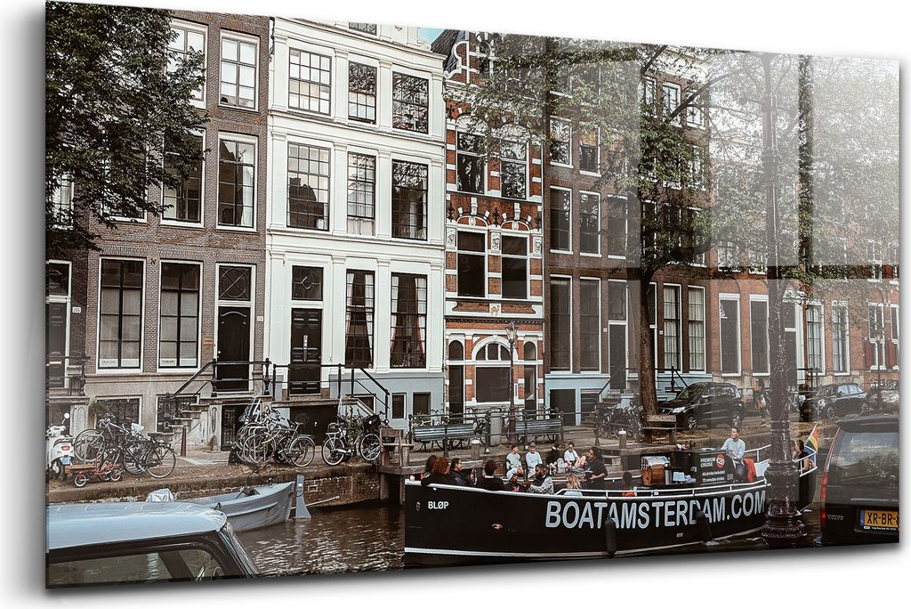 120x60 - Glasbilder - Bilder auf Wandbild - Foto auf Glas - Gebäude in Amsterdam