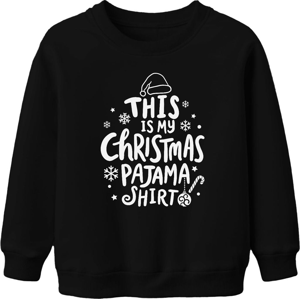 This is my Christmas Pajama Shirt Weiß Motiv - Weihnachten Xmas Christmas Uni Kinder Pullover, Schwarz, 152