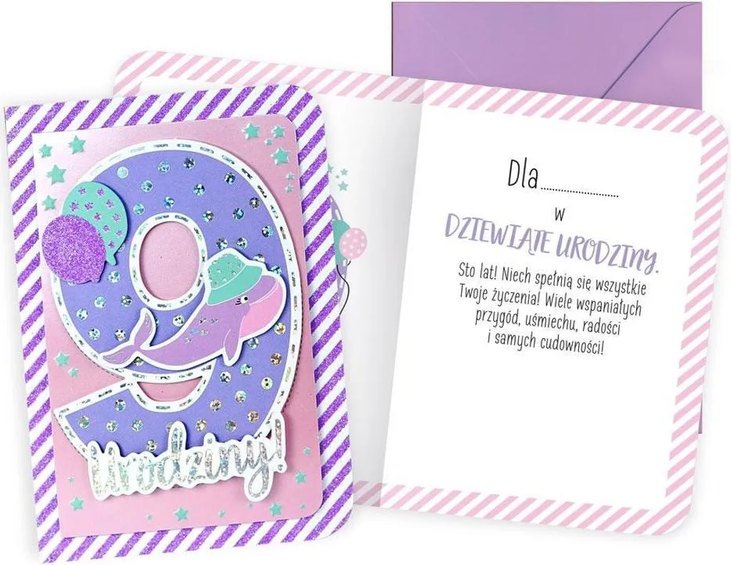 Biglietto di auguri per il nono compleanno di una bambina Dream Cards