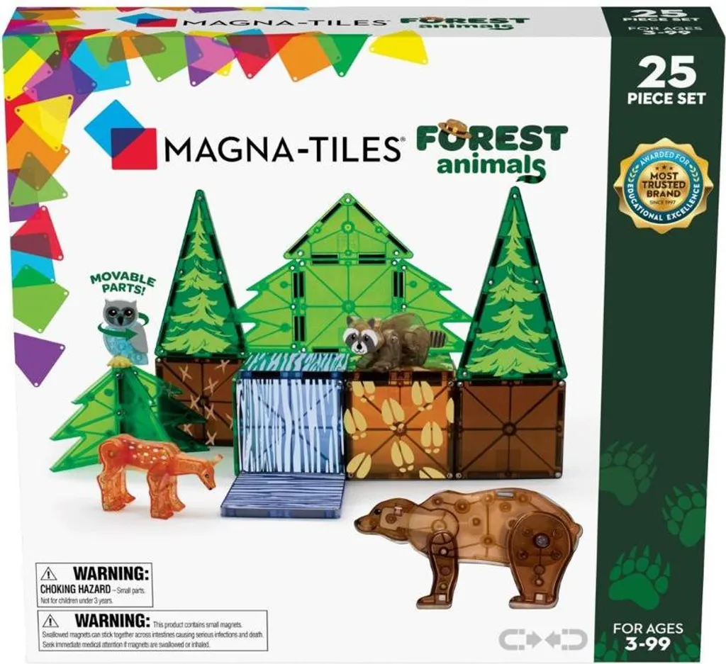 MAGNA-TILES Forêt 25 Pièces avec Figurines Mobiles et Aimants Forts