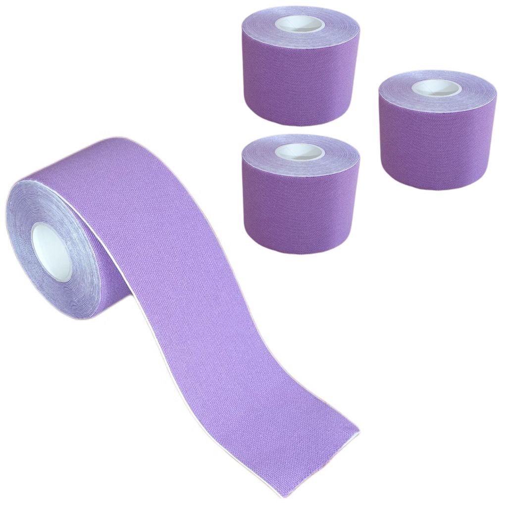 4 Rollen - Tapefactory24 Getting Started Kinesiologie Tape 5cm x 5m - lila, Tapes Taping Klebeband Tapeverband Bandage wasserfest