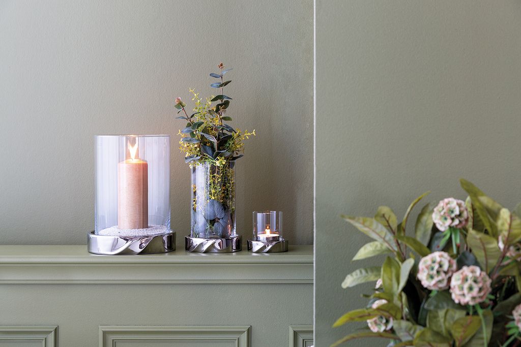 Fink Windlicht mit Glas Le Decor silberfarben Keramik Höhe Produktbild 6