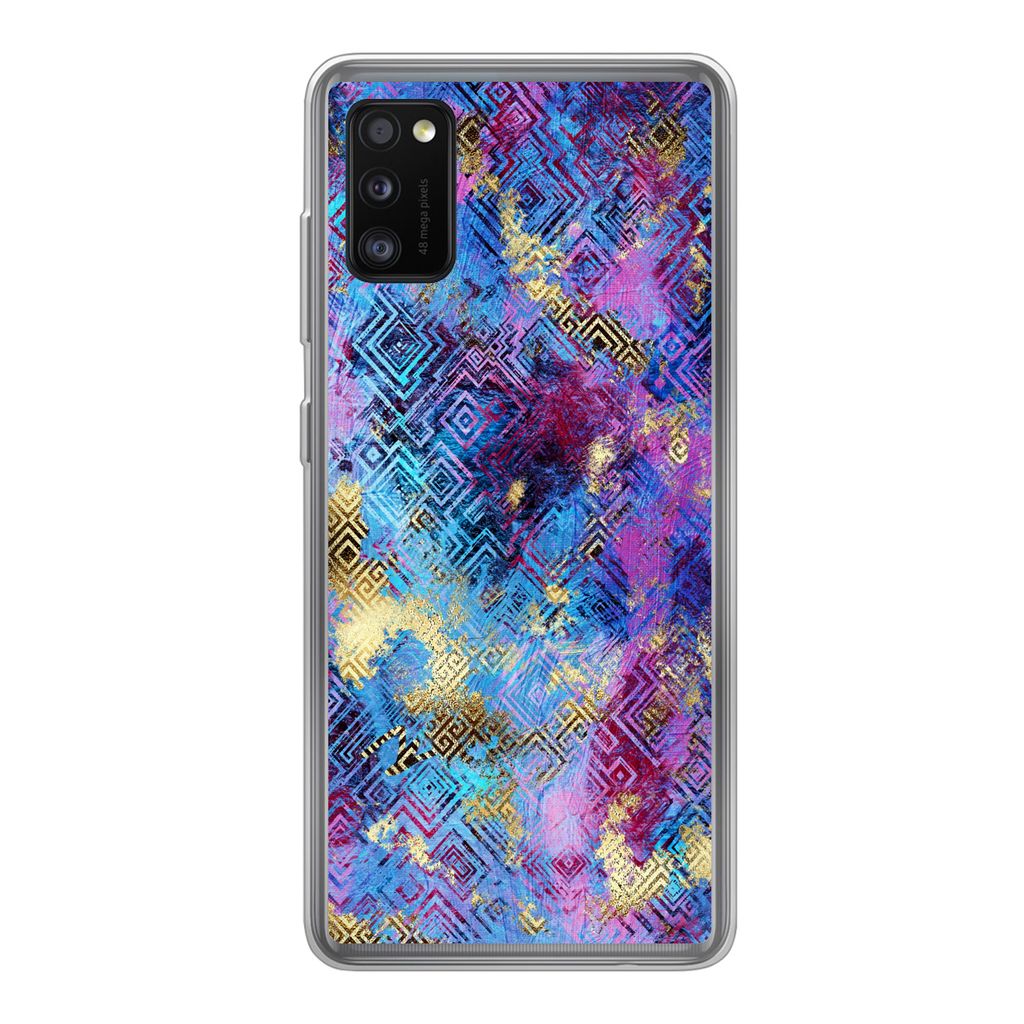 MuchoWow Handyhülle Schutzhülle Hülle für Samsung Galaxy A41 Marmor - Farbe - Geometrische Formen Silikon Softcase Handy Hülle - Mobiltelefon