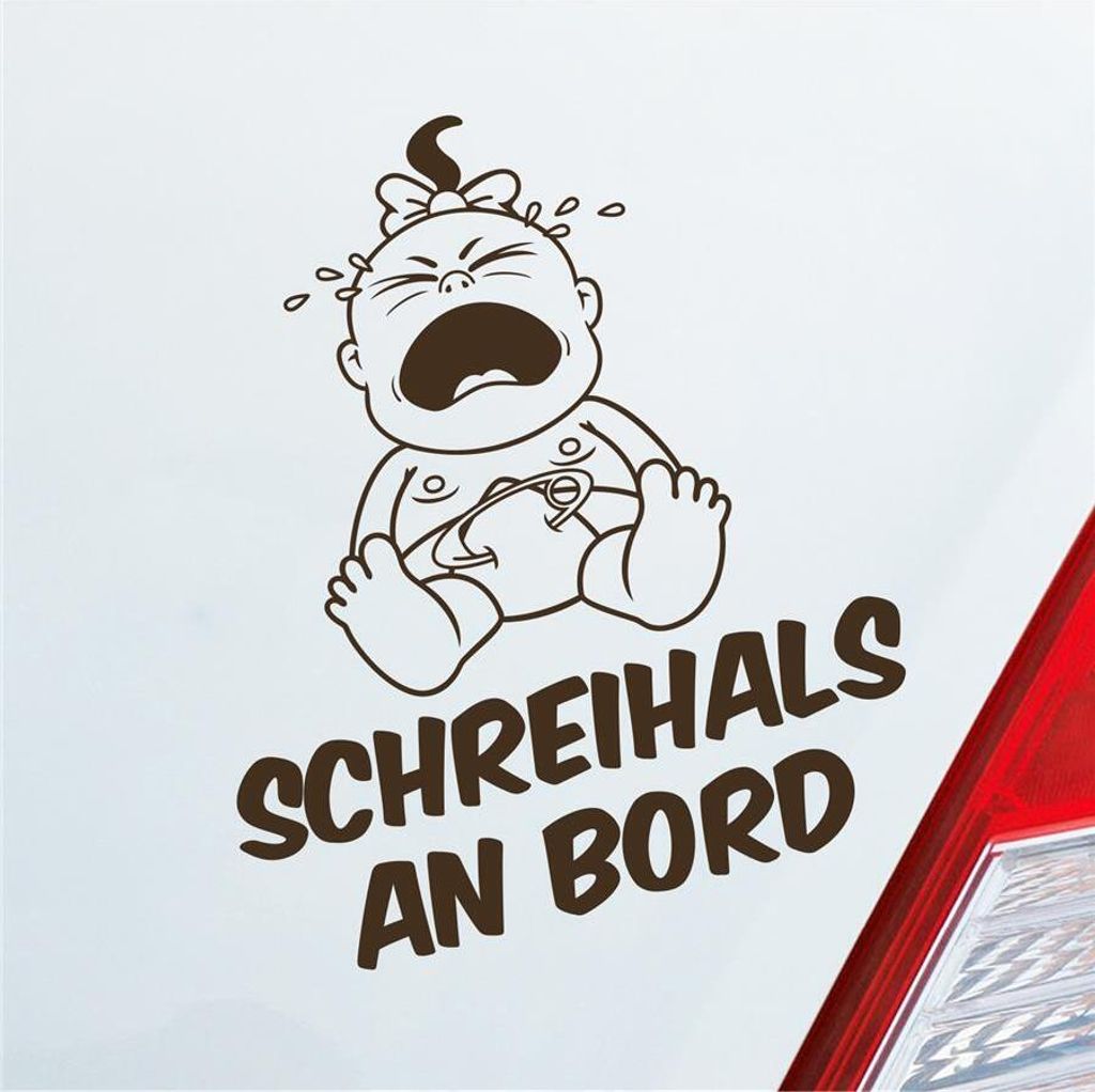 Auto Aufkleber Schreihals on Bord on Tour 22x26 cm Braun Sticker Heckscheibenaufkleber