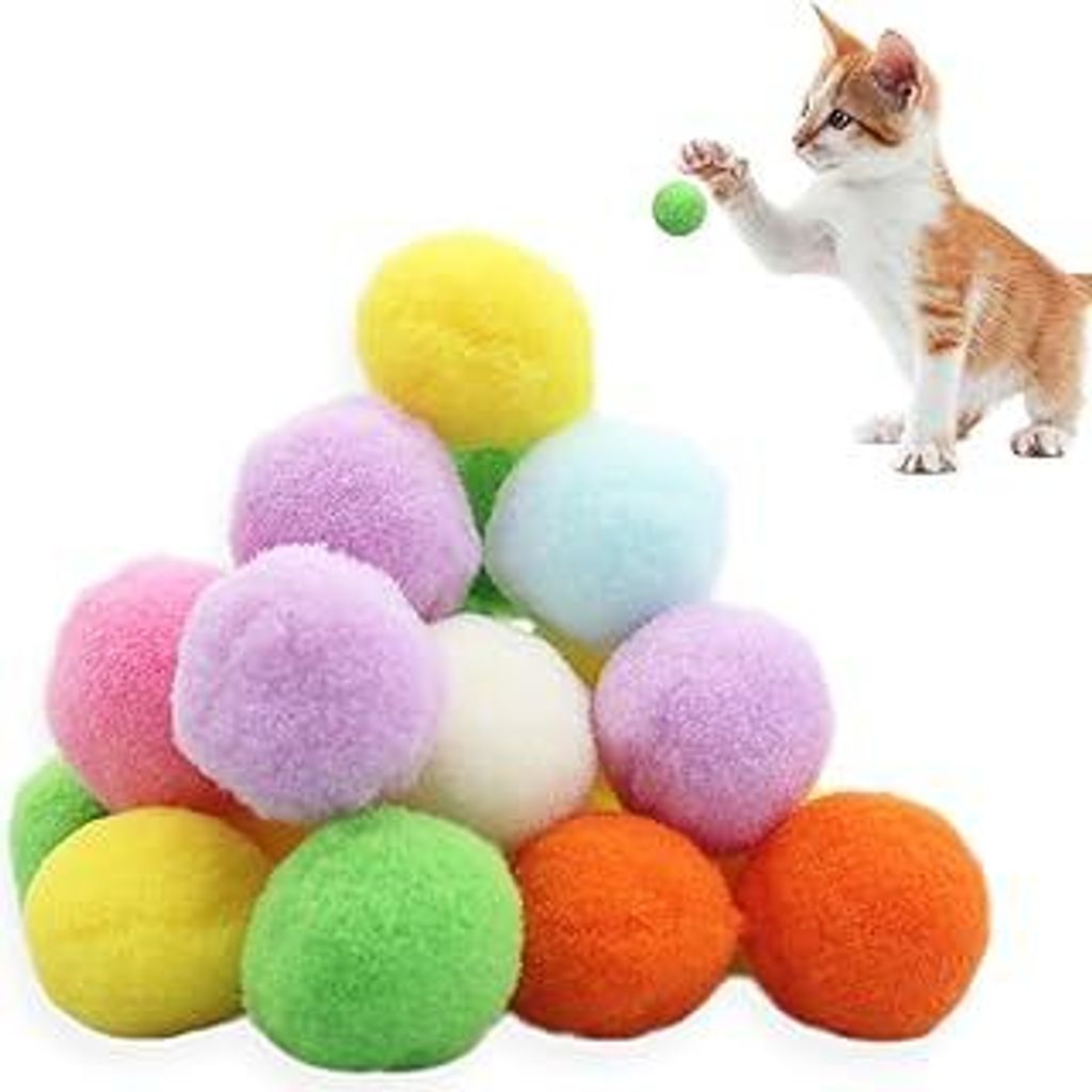 20 Stück Katzenbälle 3 cm, Plüschball, Ball, Spielball, Training Spielzeug, Filzbälle für Katzen Bunt