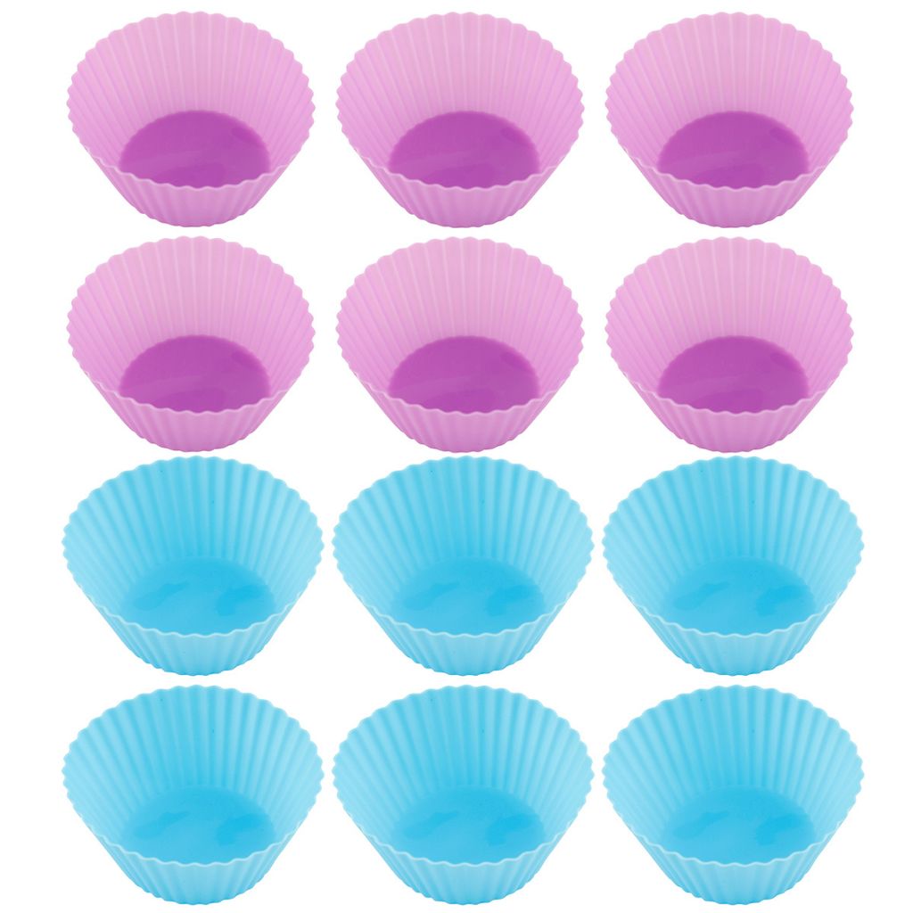 Wiederverwendbare Muffinformen aus Hochwertigem Silikon Umweltschonend Muffinförmchen Cupcake Backförmchen,(Himmelblau + Lila)