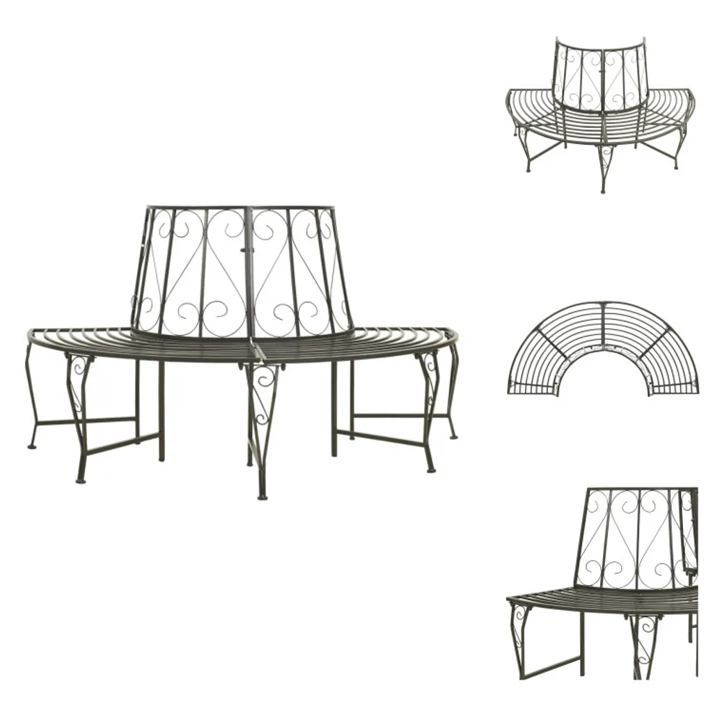 Banc d'Arbre 160 cm en Acier Résistant, Assise Semi-Circulaire Design