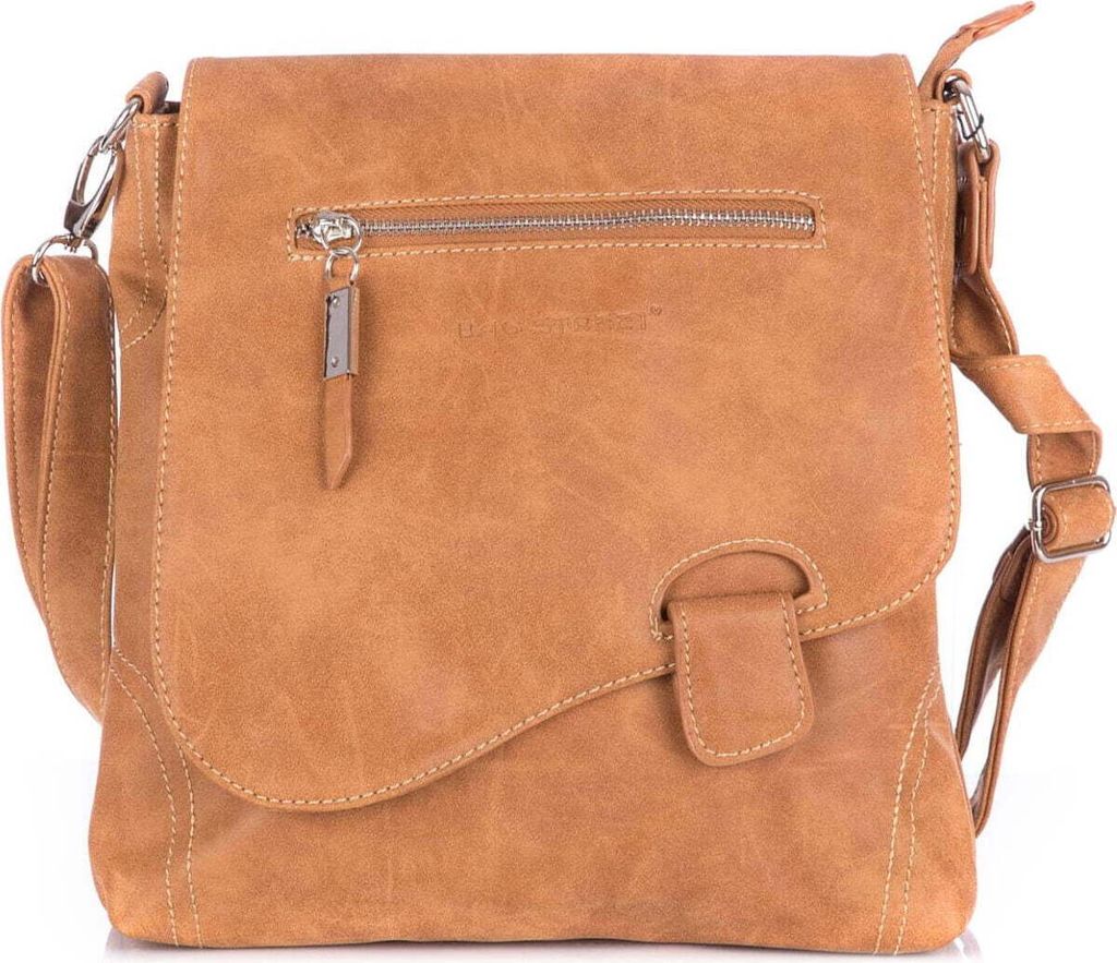 Bag Street Umhängetasche Wildlederoptik Weichem Kunstleder mit Magnetklappe Citybag Beige
