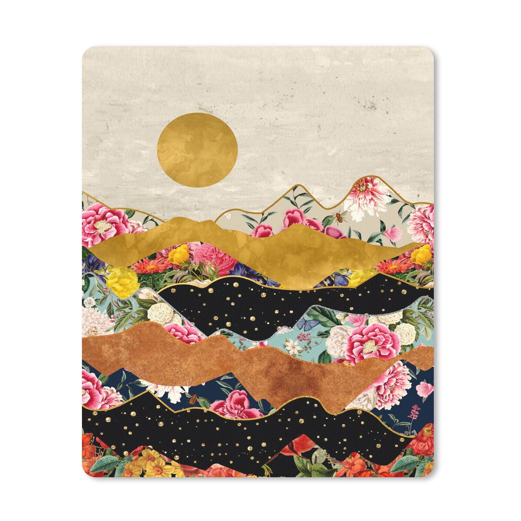MuchoWow® Mauspad Mousepad Blumen - Gold - Marmor 30x40 cm Produktbild 