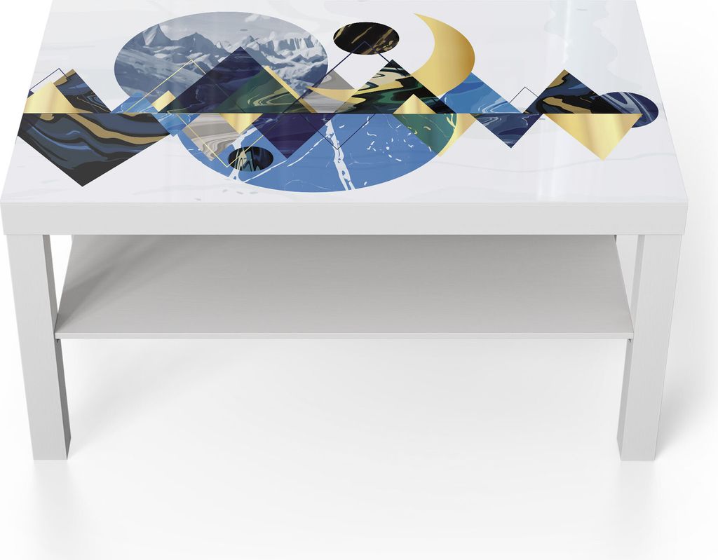 DEQORI Couchtisch 90x55 cm Weiß 'Nächtliche Bergkulisse' Glas Beistelltisch