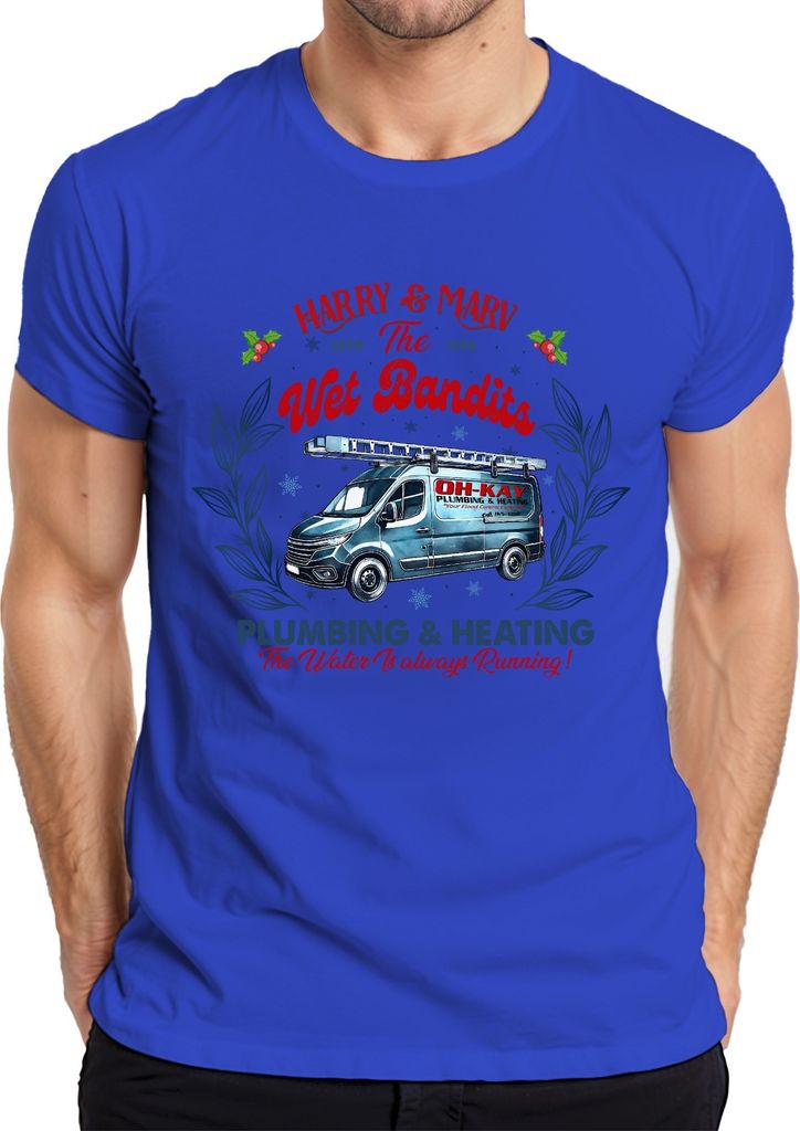 Harry & Marv Wet Bandits Plumbing Heating - Weihnachten Christmas Xmas Herren T-Shirt, Blau, XL