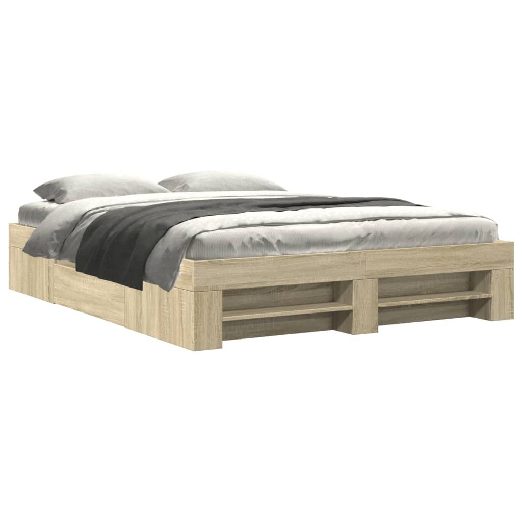 vidaXL Bettgestell ohne Matratze Sonoma-Eiche 160x200 cm Holzwerkstoff