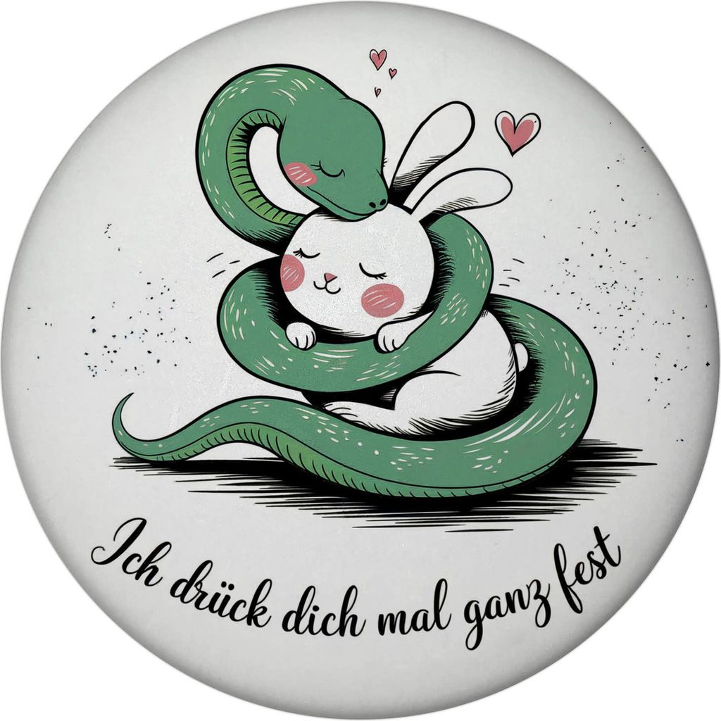 Schlange und Kaninchen - Ich drück dich fest Magnet rund
