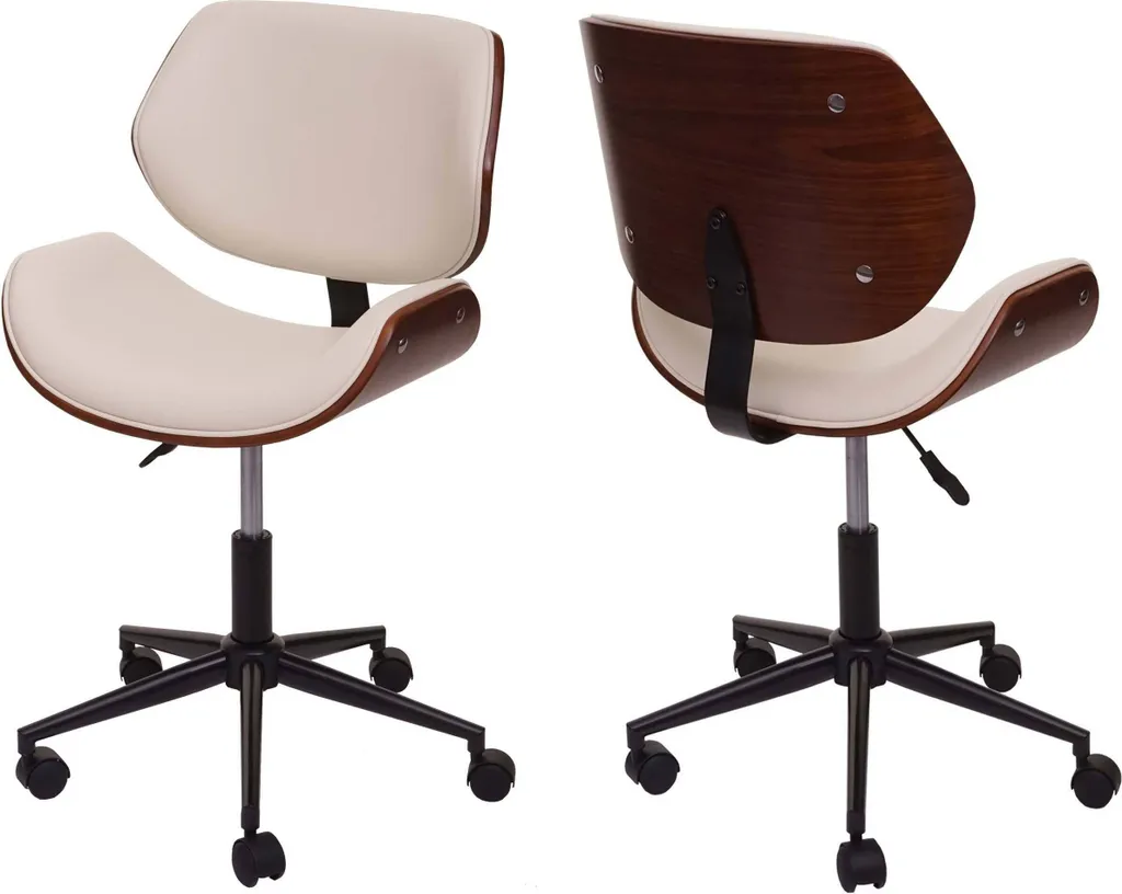 Sedia Girevole HWC-G25 Noce e Crema - Robusta e Funzionale da Ufficio