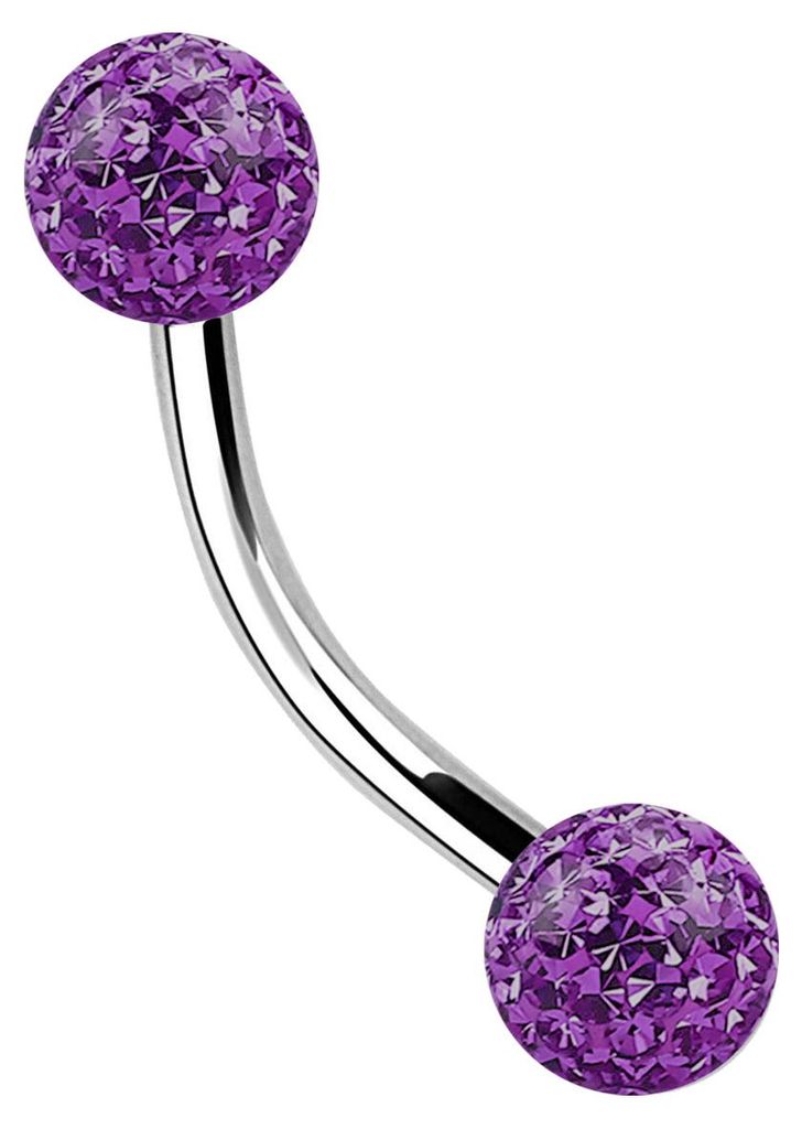 Titan Piercing Schmuck Banane 1,2 x 10 mm + Epoxy Kugeln in lila