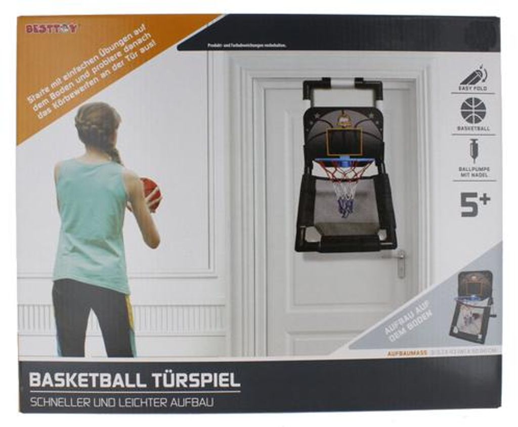 Basketball Türspiel faltbar, inklusive Ball und Ballpumpe, zur Türbefestigung oder zum Aufstellen