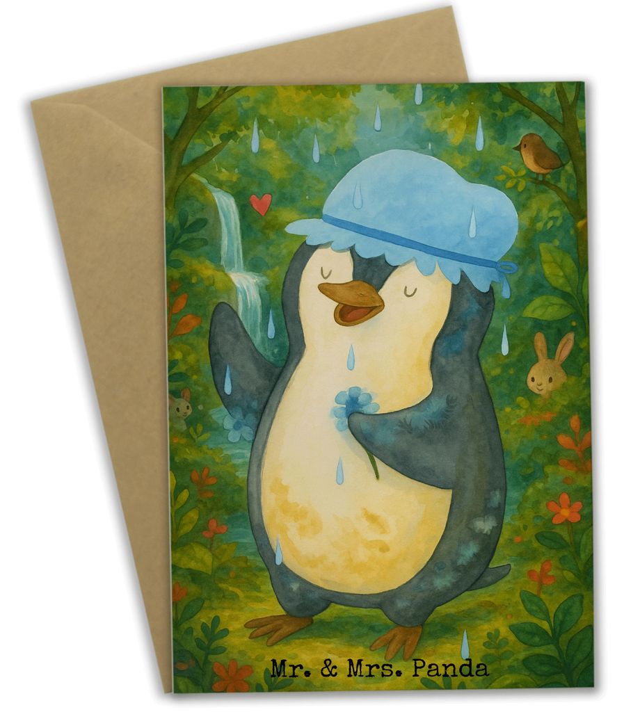 Mr. & Mrs. Panda neujahrskarte Pinguin Duschen Design - Weiß - Geschenk, dankeskarten, Duschkonzert, Klappkarte, Motivation, Grußkarten, weihnach...