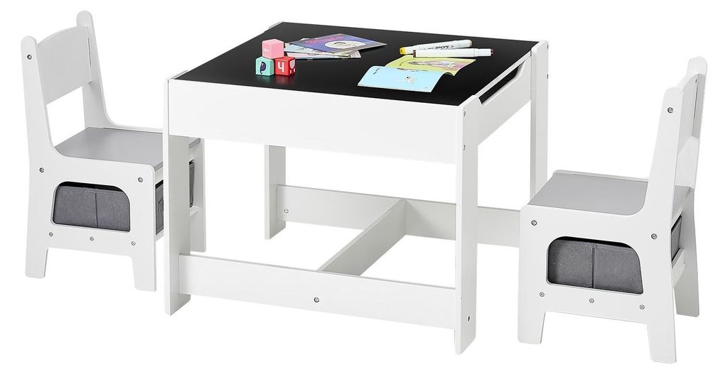 Mesa infantil con 2 sillas y caja de almacenamiento de tela Imagen del producto 