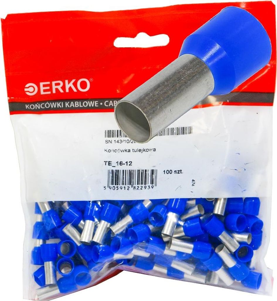 ERKO Isolierte Huehlsenklemmen TE 1612 100 Stueck