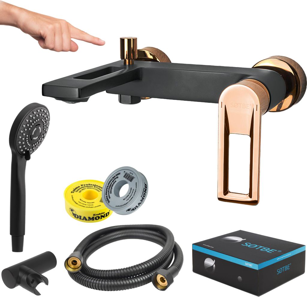 Wandmontierter Badewannenhahn Badewannenhahn mit Brausegarnitur POLSKA SOTBE