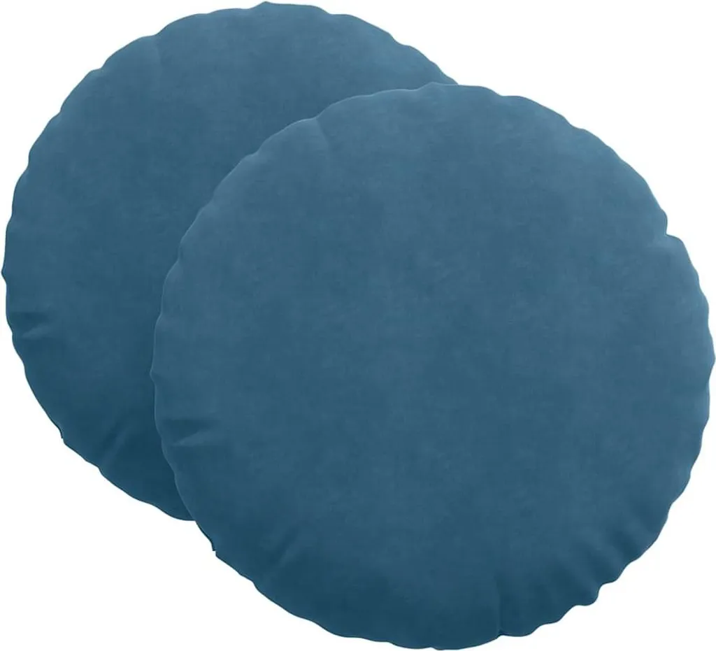 Coussin Assise Moelleux Velours Bleu Ø 40 cm Épaisseur 13 cm Set de 2