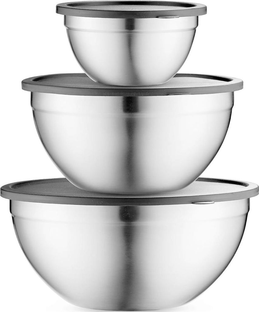Table Concept Rührschüsseln mit luftdichtem Deckel, ineinander stapelbares Schüsselset aus Edelstahl für platzsparende Aufbewahrung, ideal zum ...