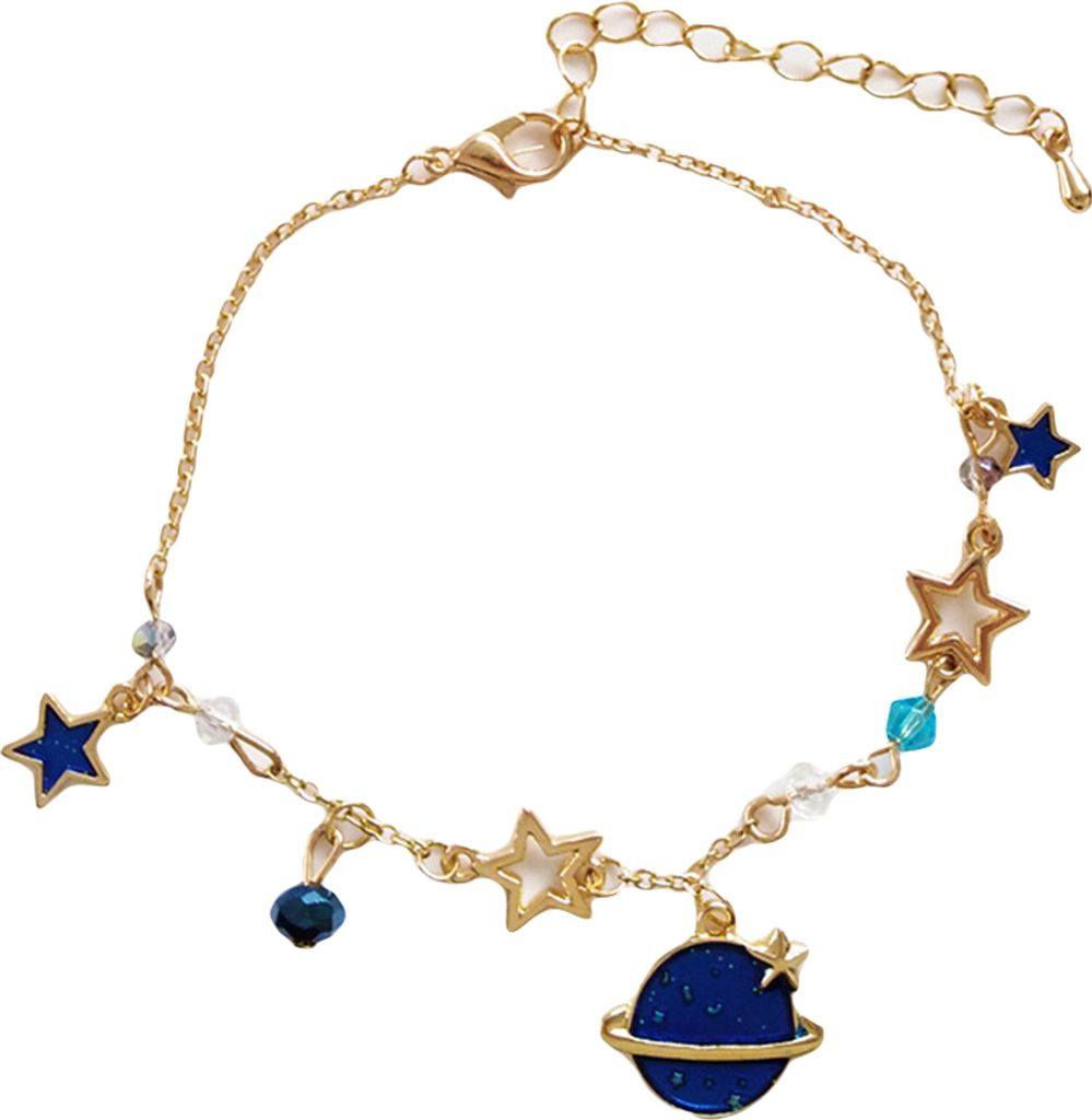 Frauen Stern Planet baumeln Faux Quarz Armband Armreif Hochzeit Party Schmuck Geschenk-Blau