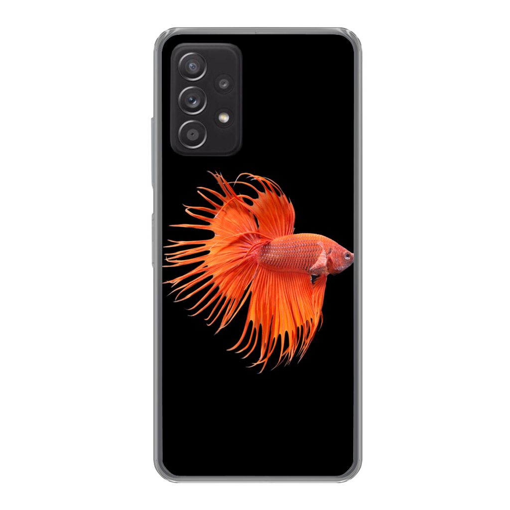 MuchoWow Handyhülle Schutzhülle Hülle für Samsung Galaxy A33 5G Fische - Wilde Tiere - Schwarz Silikon Softcase Handy Hülle - Kartenhalter
