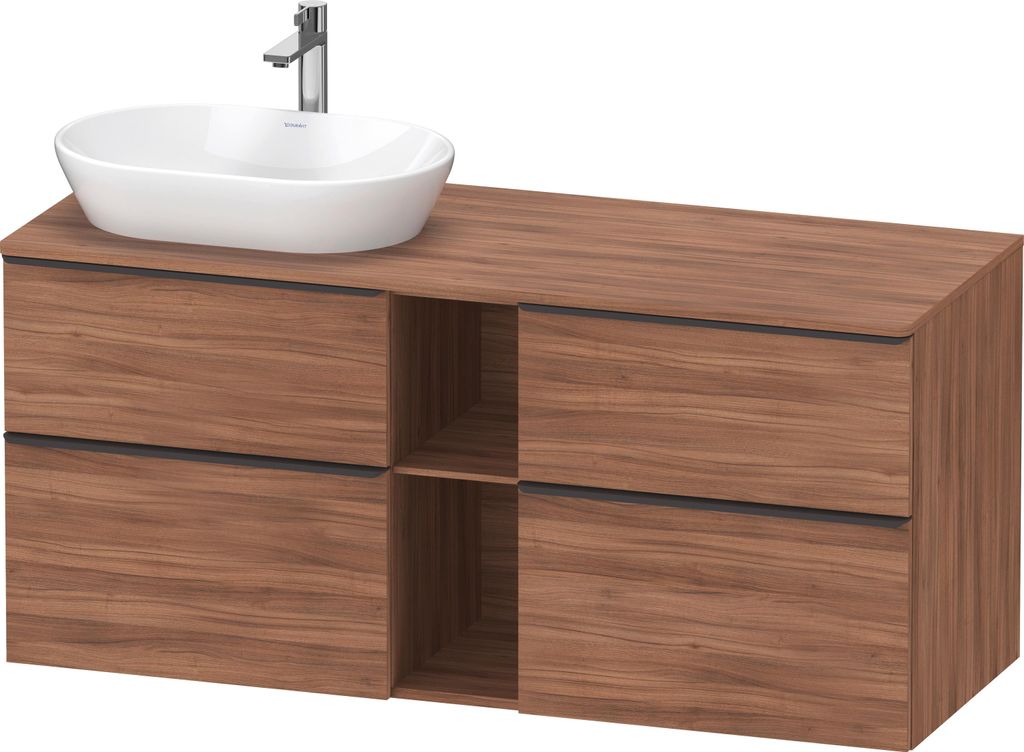 Duravit D-Neo Konsolenwaschtischunterbau wandhängend (Ausschnitt links), 1400x664x550mm, 2 Auszüge, 2 Schubkästen, 2 offene Fächer, mit Griff D...