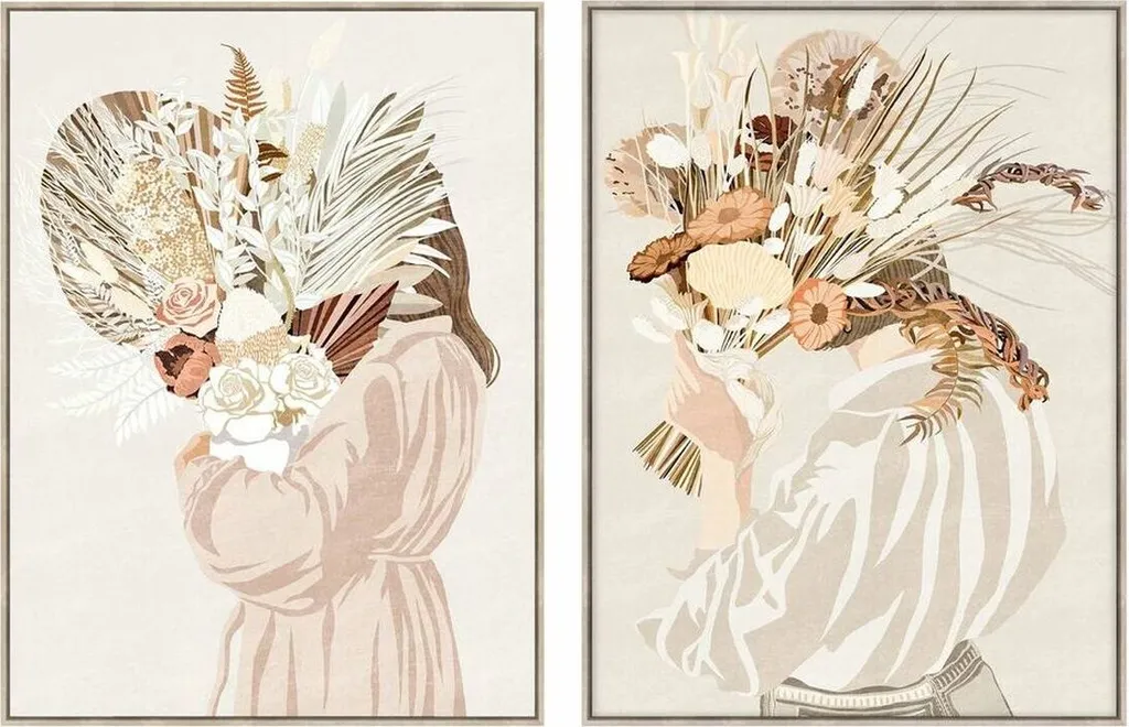 Décoration Murale Salon : Set de 2 Tableaux 90x120 cm Bouquet Urbain