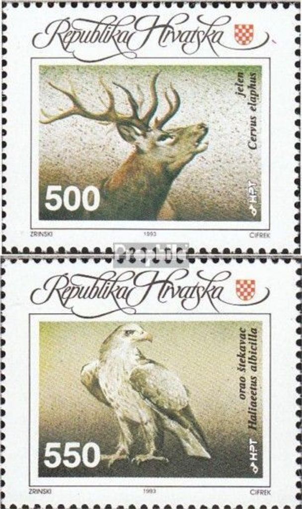 Briefmarken Kroatien 1993 Mi 227-228 (kompl.Ausg.) postfrisch Einheimische Tiere