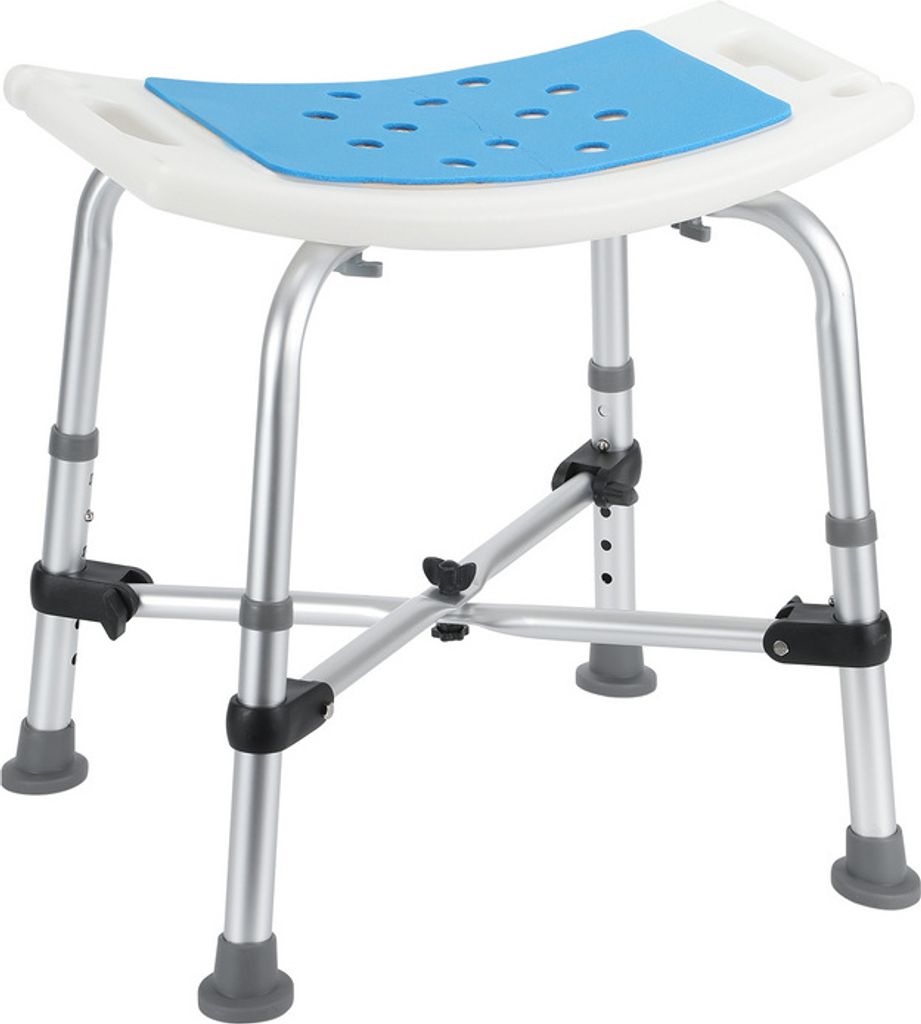 TolleTour Duschhocker Badhocker Höhenverstellbar Duschstuhl - Überkreuzte Stützen Rechteckig bis 180kg