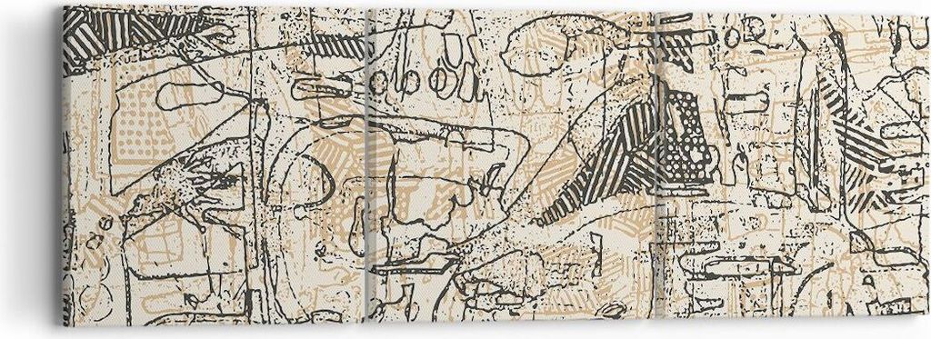 Bild auf Leinwand - Leinwandbild - 3 Teile - Graffiti Kritzeleien Zeichnen - 90x30cm - Wand Bild - Wanddeko - Wandbilder - Leinwanddruck - Bilder -...