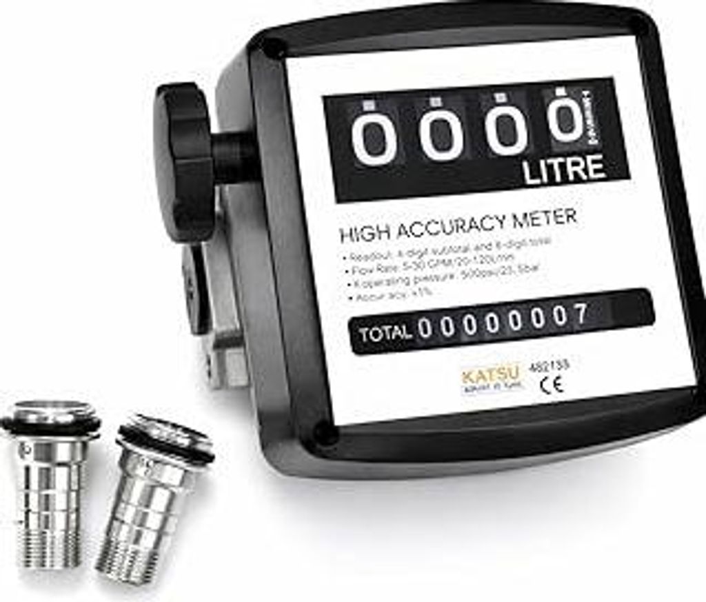 KATSU 4 Digitaler Diesel Heizöl Durchflussmesser Zähler Dieselkraftstoff Durchflussmesserzähler, Kraftstoffpumpe Transfertank Mechanischer Kraft...
