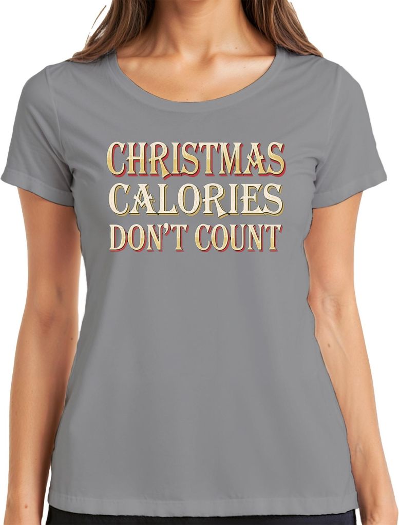 Christmas Calories Don't Count Weihnachten lustig Geschenk Retro Damen T-Shirt, Grau, 3XL