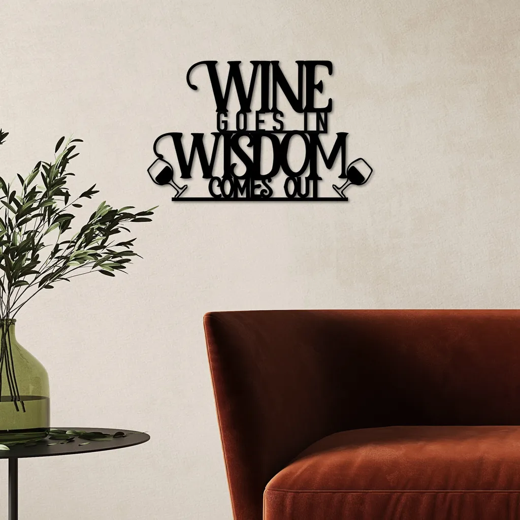 Wallity Wine Wisdom - Decorazione Murale Metallo Design Moderno 55x34
