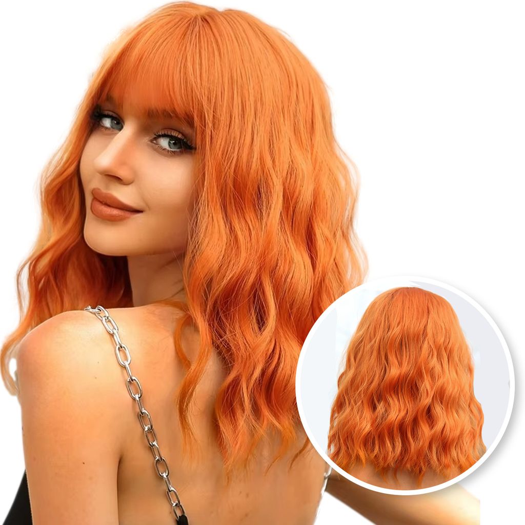 SassyGoods Damenperücke Orange – Kurzhaar Wig – Kupfer Produktbild 