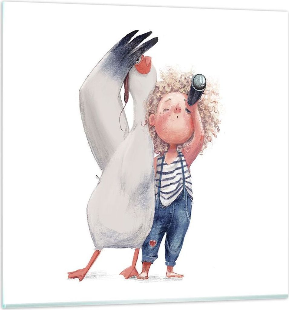 Bilder auf glas - Einteilig - Albatros Kind Bild - 30x30cm - Glasbilder - Wandbilder - Bilder - zum Aufhängen bereit - Wanddekoration aus Glas - G...