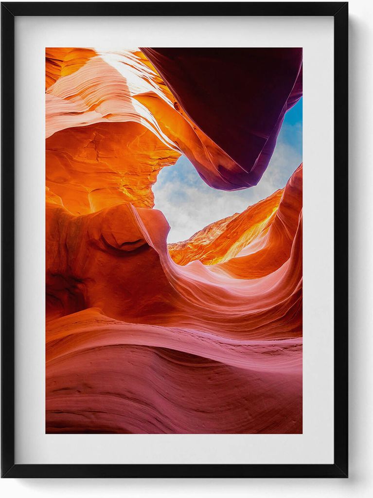 Canyon-Felsenlandschaft– Wandbild mit Rahmen – Gerahmtes Bild – Wanddekoration – 50x70 cm – Schwarz Rahmen