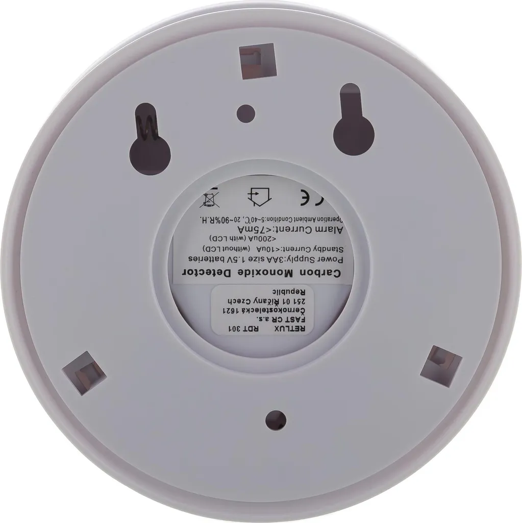 Détecteur CO avec écran LCD et sirène 85dB RETLUX RDT 301 blanc compact