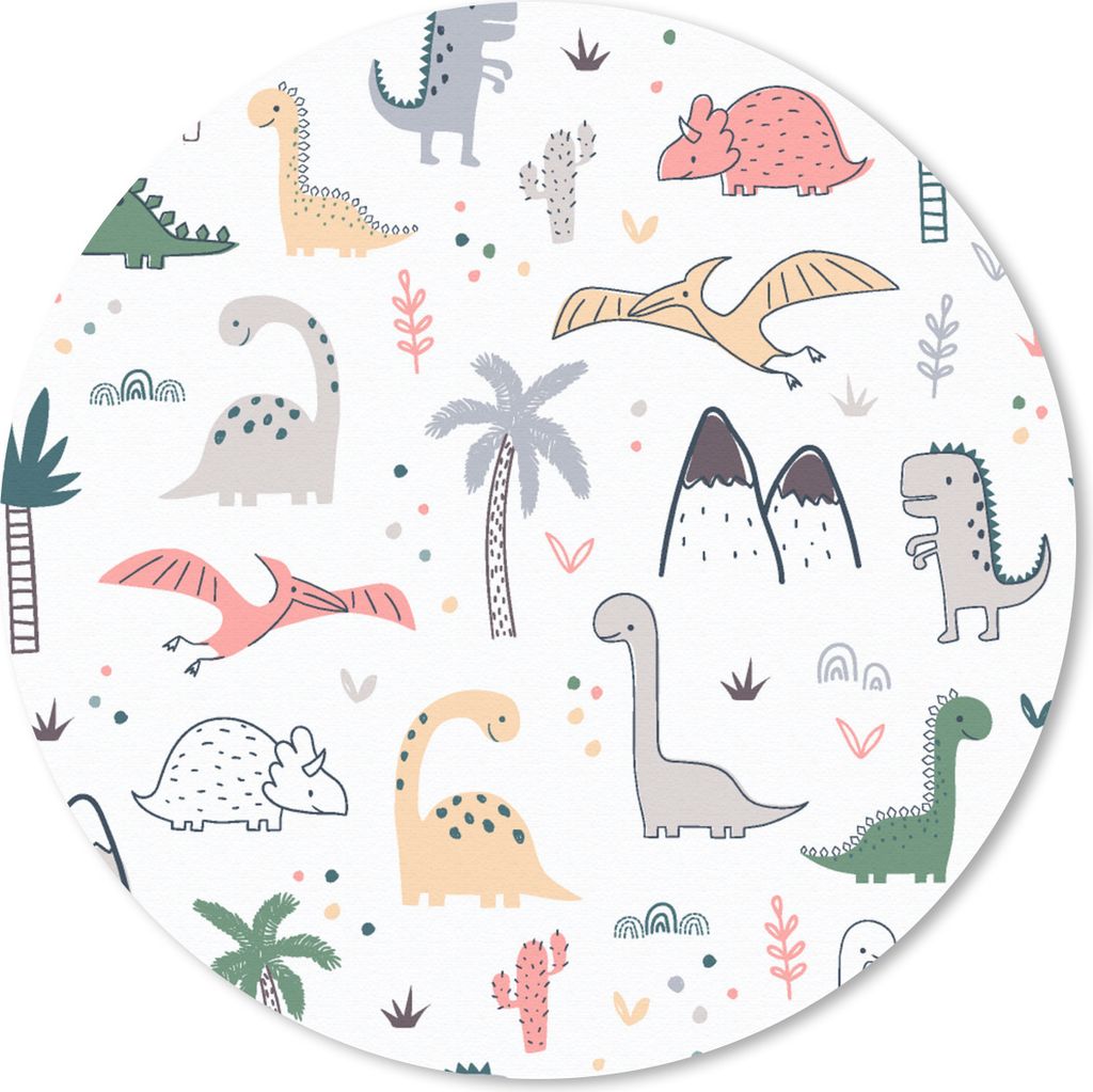 MuchoWow Mauspad Mousepad Muster - Dino - Baum - Jungen - Kinder - Kinder 50x50 cm - Mousepads - Maus Mat - Pad - Mausunterlage - Vinyl