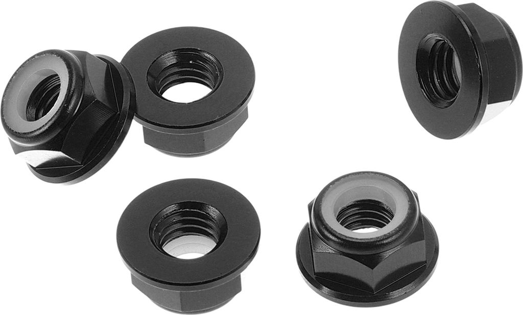 5 Stück M6 Auto-Flanschmuttern aus Aluminiumlegierung, Kunststoff-Gummiring Flache Sechskant-Verriegelungsflanschmuttern Rutschfeste Verriegelungs...