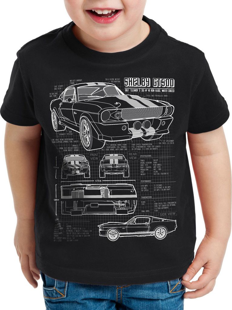 style3 GT 500 Blaupause T-Shirt Kinder fastback