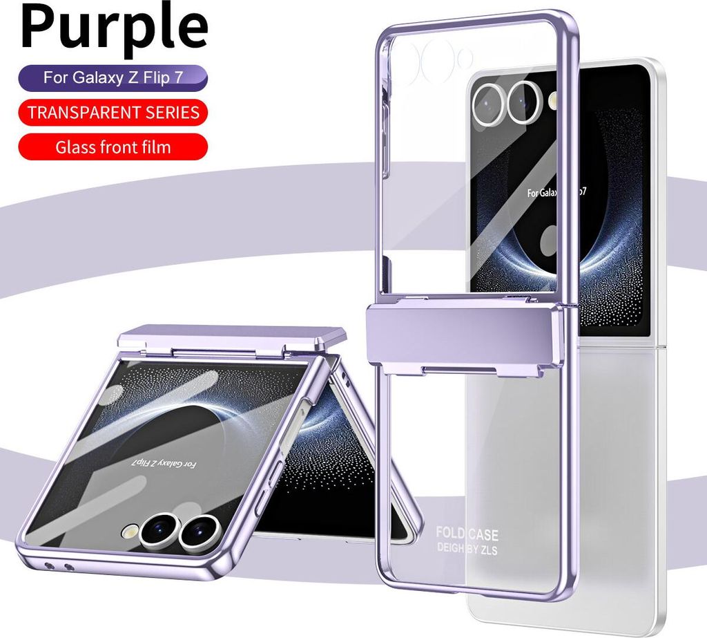 Hülle für Samsung Galaxy Z Flip 7 Ultradünne Überzug Kristall Klar Schutzhülle mit Scharnierschutz Lila